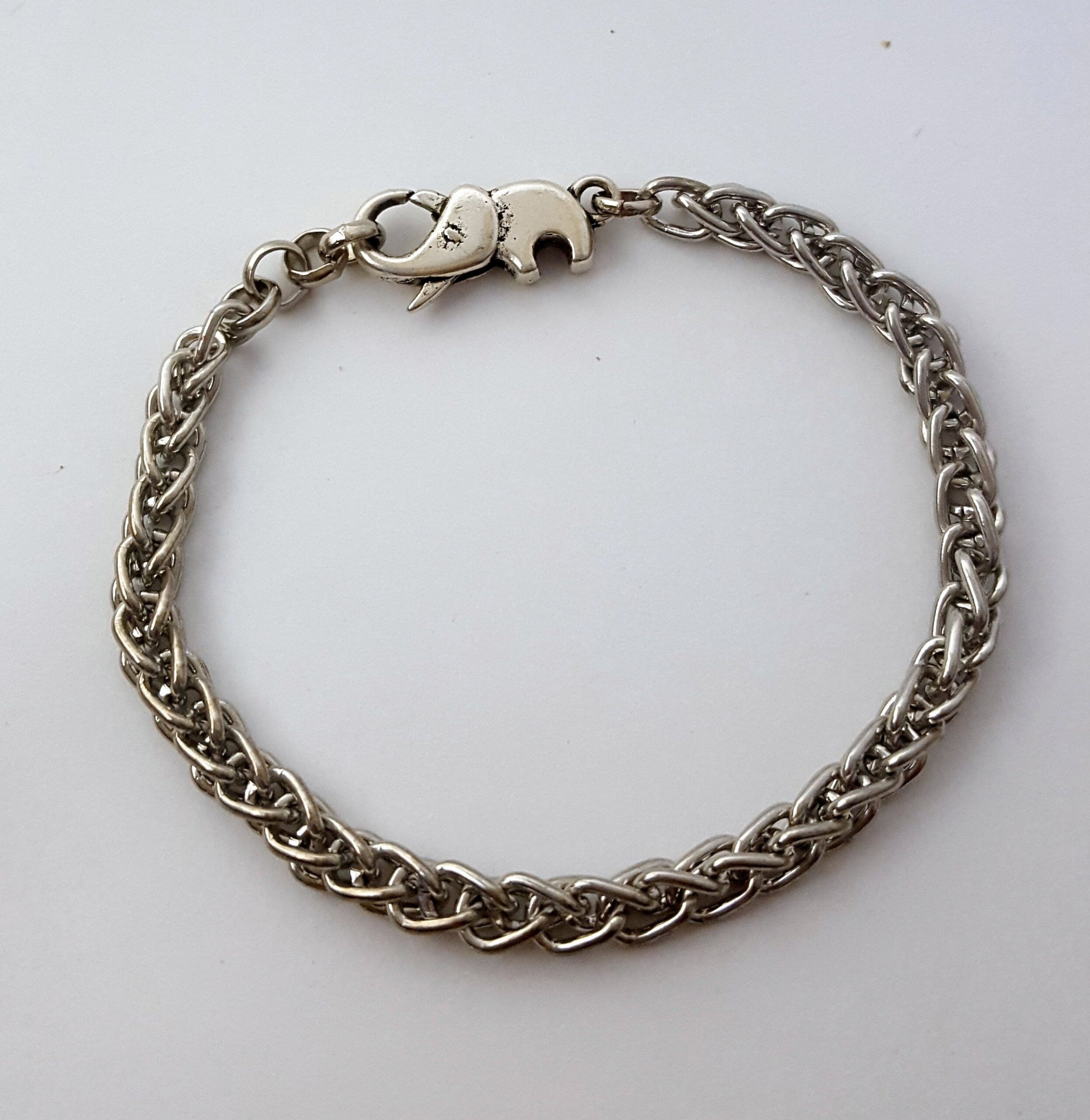 Bracelet BR031 - Woven Silver Chain, Plain, With Antique Silver ...