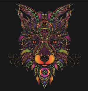 Colourful Fox Head