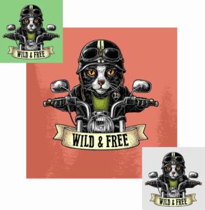 Wild and Free Biker Cat