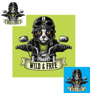 Wild and free biker cat